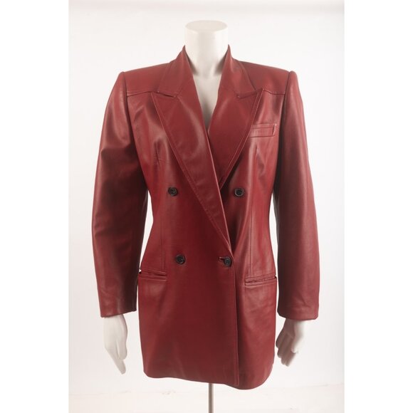 Gucci Womens Vintage Leather Jacket Blazer Red Sz 40 US S Small 1980s Excellent - Picture 1 of 6